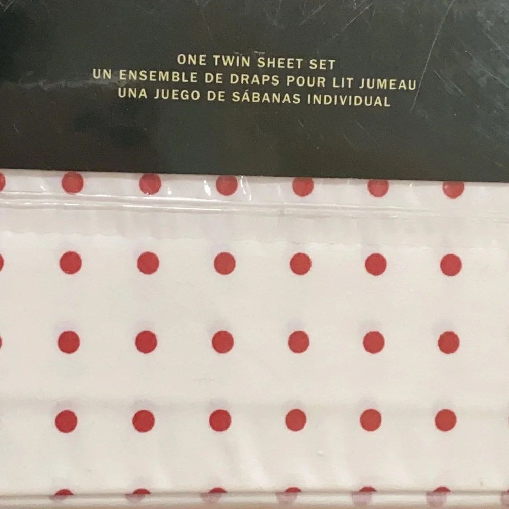 Lauren Ralph Lauren one twin sheet set red polka dot bed sheets